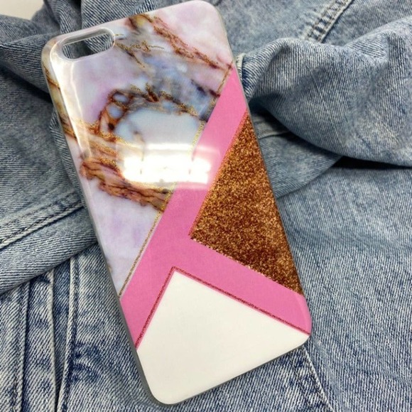 iPhone 6s Plus Case Gold Colorblock Geometric Cover NEW - Picture 5 of 7